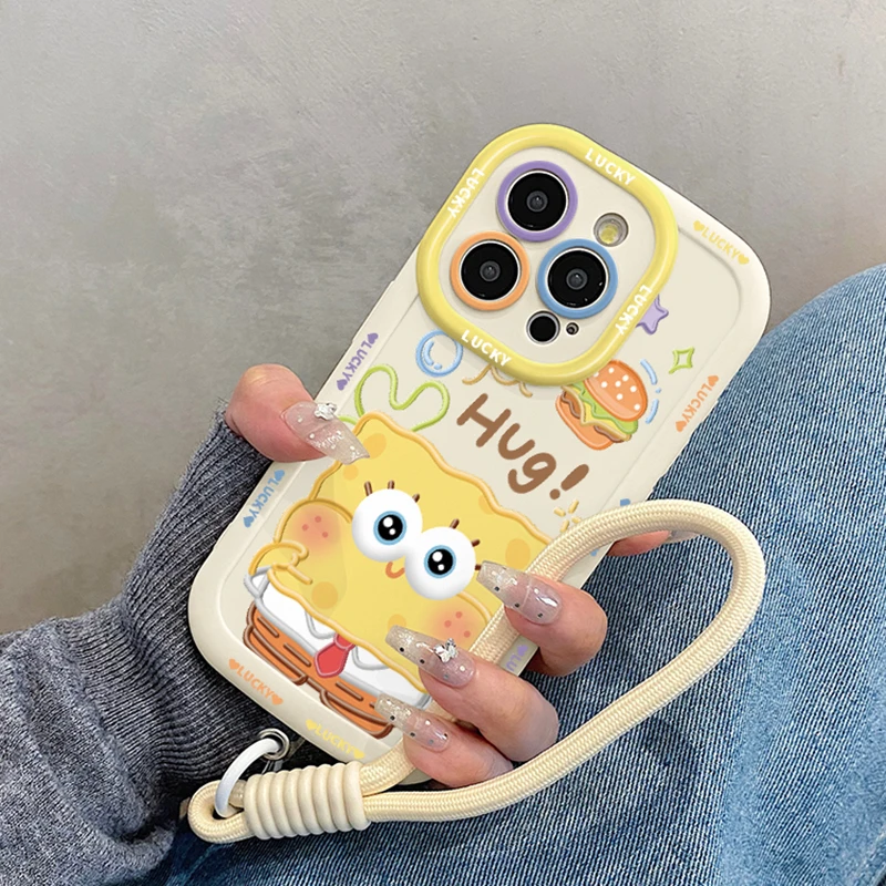 汉堡海绵宝宝适用华为mate60苹果oppo小米15/14/13防摔vivo手机壳