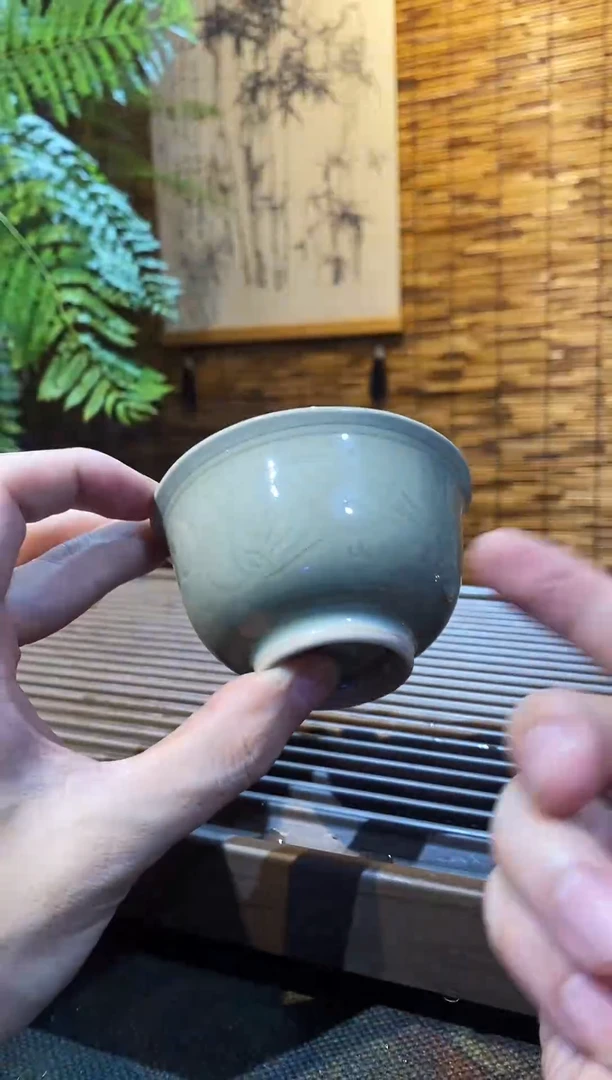 【山隐青瓷】龙窑柴烧压手杯