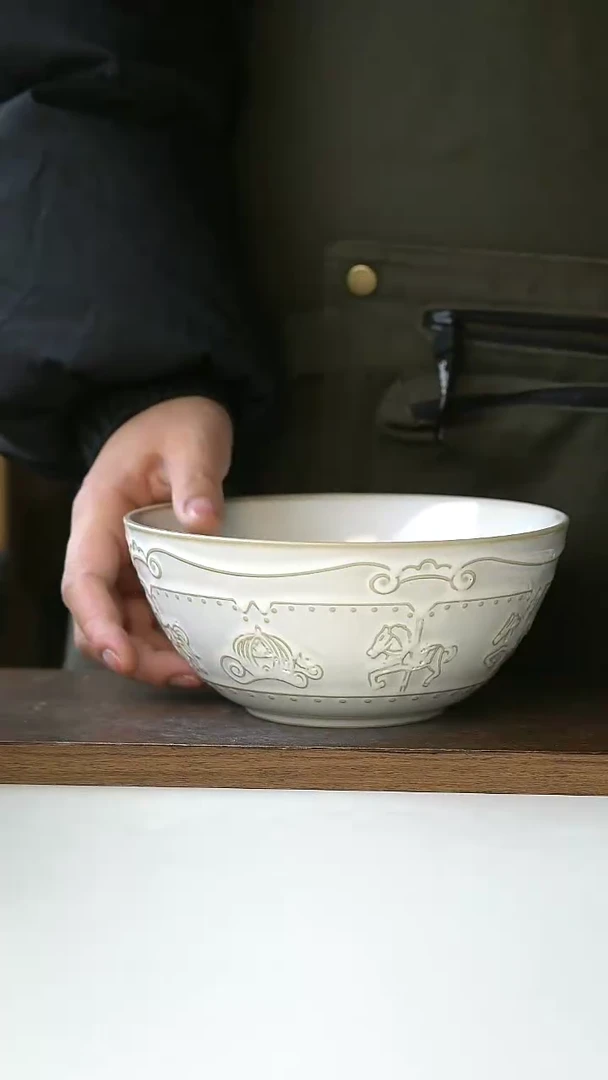 【闪购商品】陶瓷微瑕木马面碗15cm@4-2@