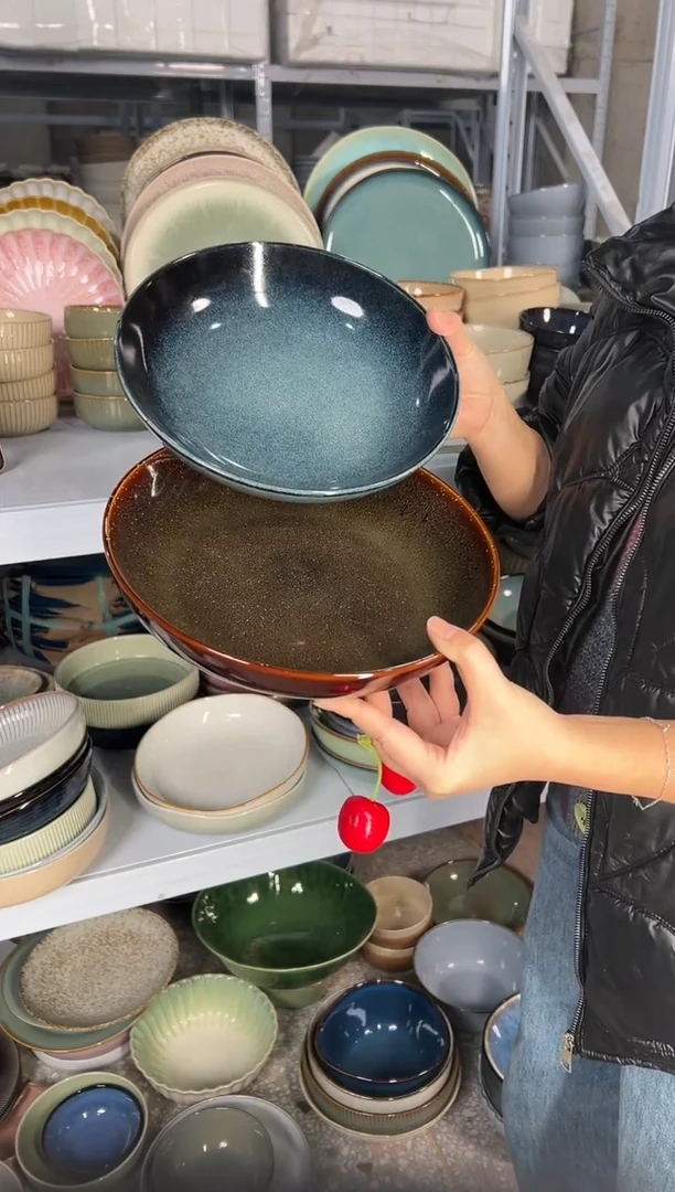 陶瓷外贸尾货瑕疵满20包邮X2深盘组合