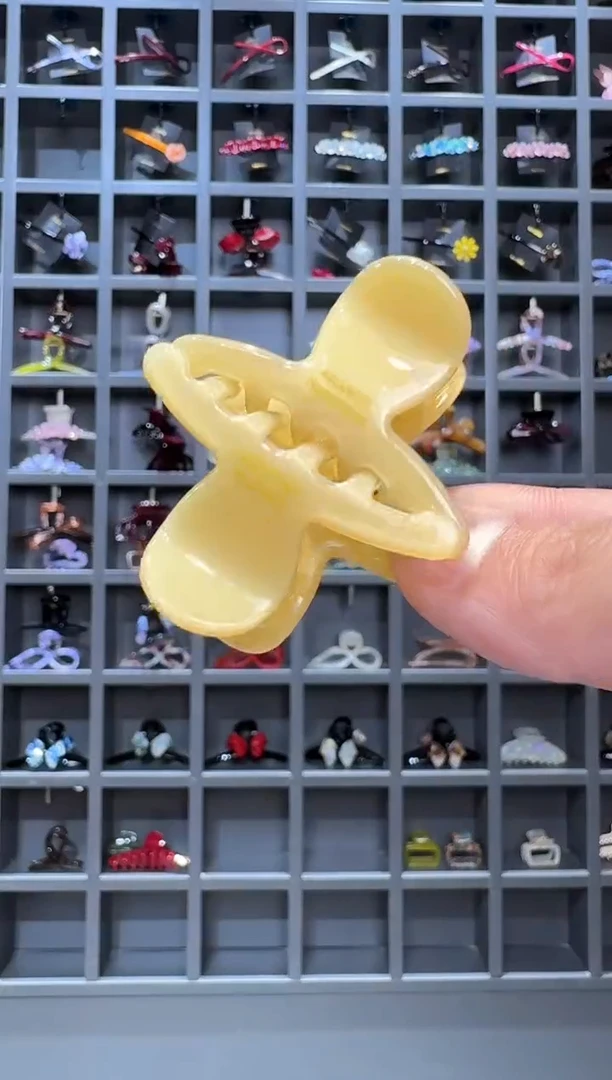 醋酸非金属韩国醋酸品牌发饰5.5cm迷你刘海小抓夹半扎发一对姜黄