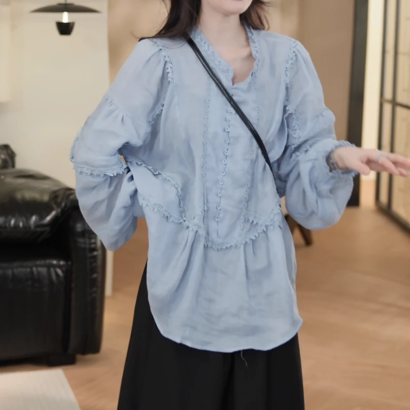 2025春夏新款百搭显瘦气质设计感百搭法式长袖衬衫LK2502811