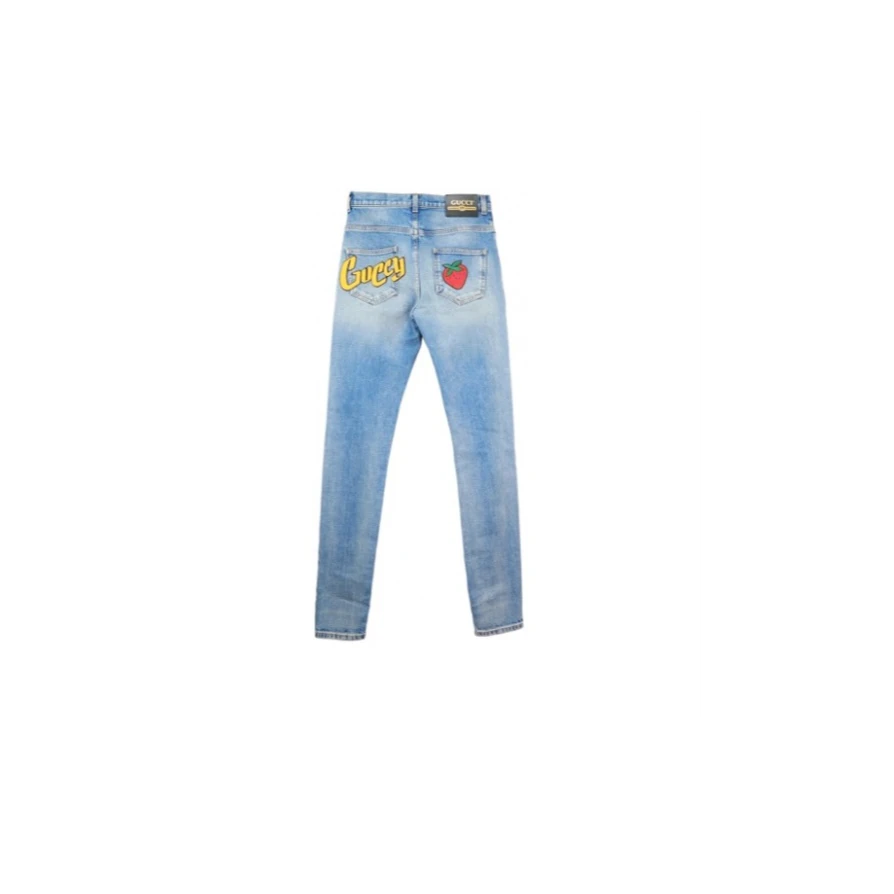 全新未使用 GUCCI/古驰 印花图案牛仔裤 502797棉氨纶TP017719