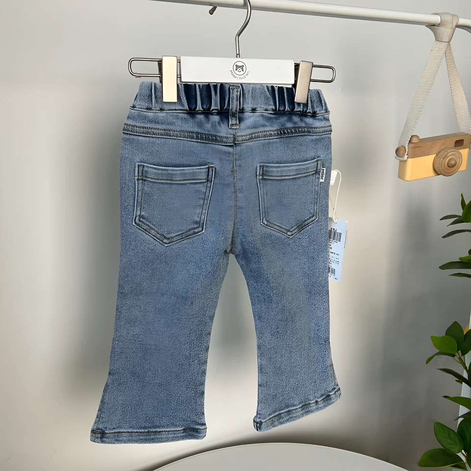 9822米乐熊女宝儿童牛仔裤微喇裤春秋新款儿童百搭裤子女童