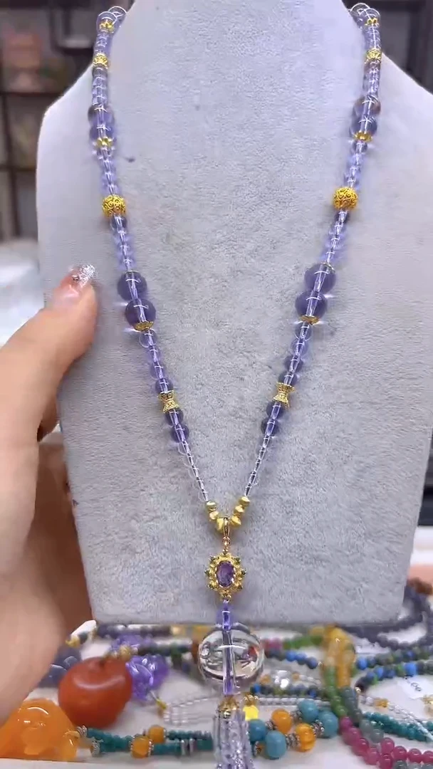 未镶嵌项链紫晶DIY款X586