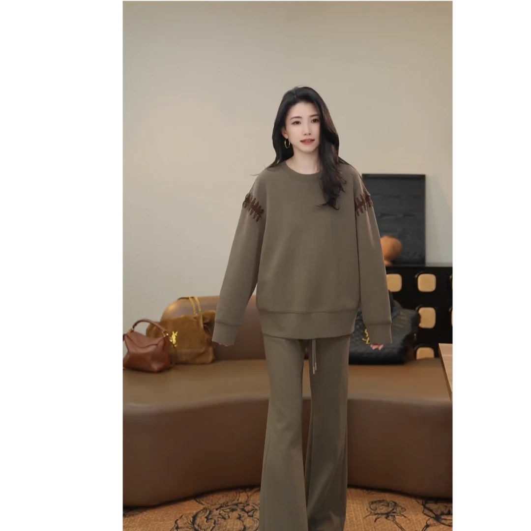 1休闲时尚绿色卫衣T恤单钩工艺线线百搭款N95132