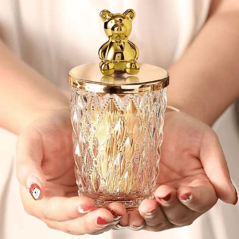 【买一送一】欧式牙签家用玻璃棉签客厅装饰品摆件桌面小摆件K055