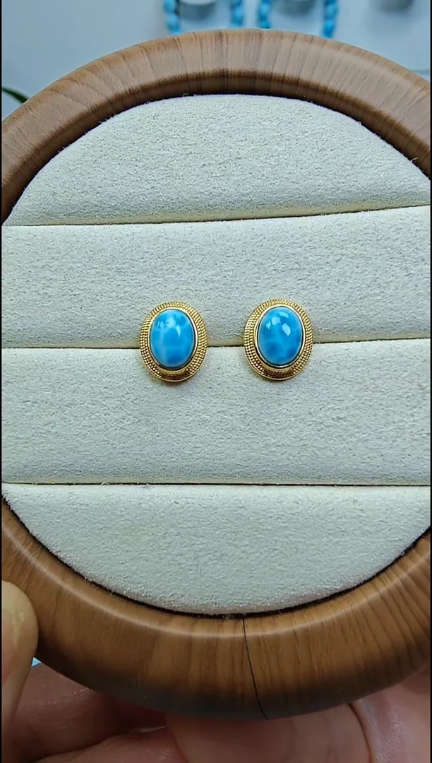 未镶嵌针钠钙石（海纹石）耳饰笑***主多样性发一