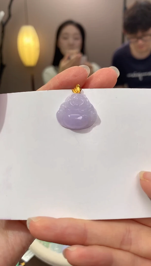 翡翠18K金镶嵌颈饰天然缅甸a货翡翠