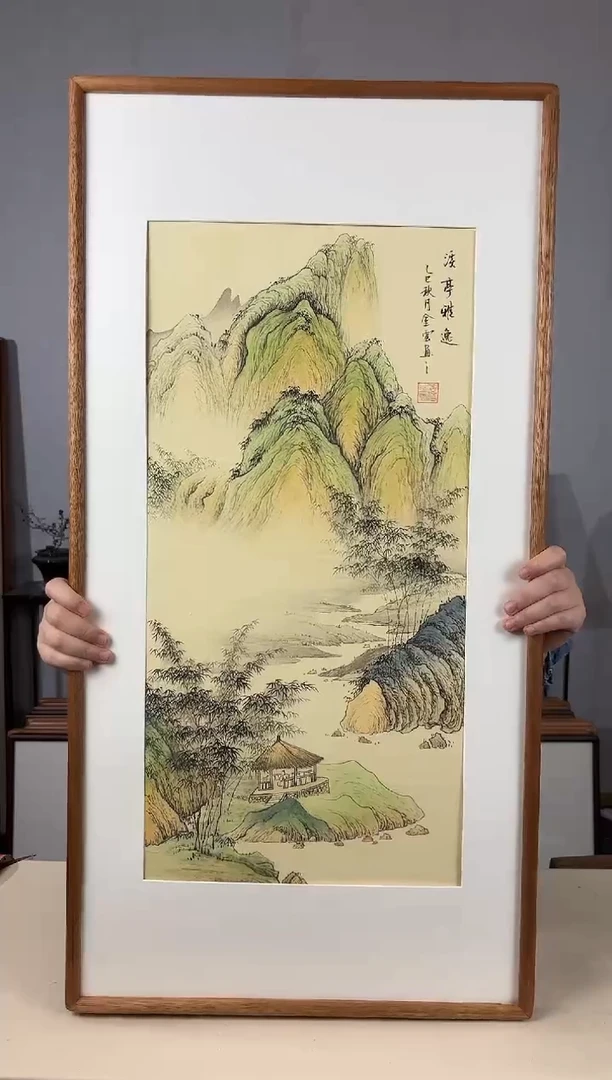 国画手绘*溪亭雅逸47*92cm带框发货