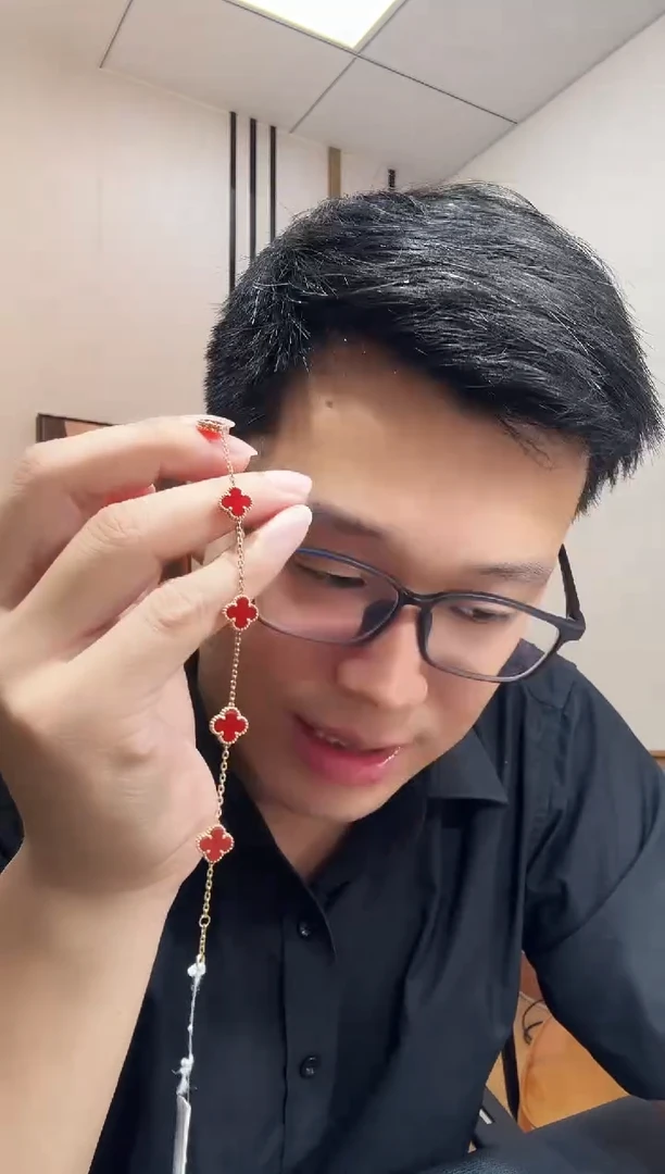 玛瑙/玉髓手链18K金镶嵌红色k黄，小号五花手链GHJ