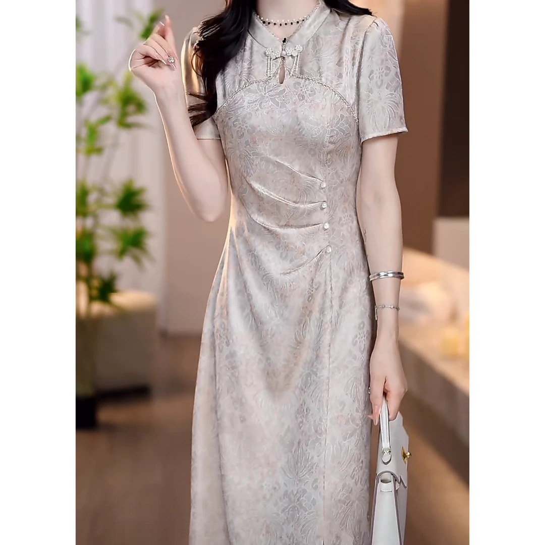 2025夏季新款时尚洋气修身优雅气质收腰显瘦中式旗袍连衣裙M-4XL