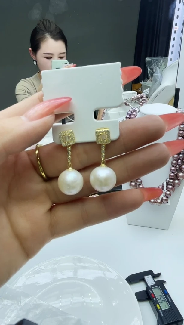 未镶嵌耳坠淡水珍珠白色系耳坠