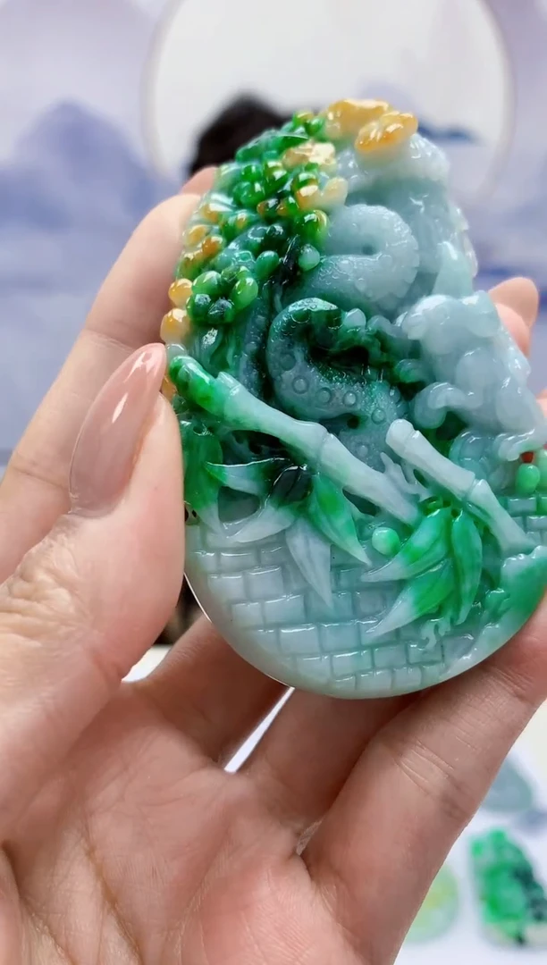 定制翡翠未镶嵌4688mm-毛货挂件179