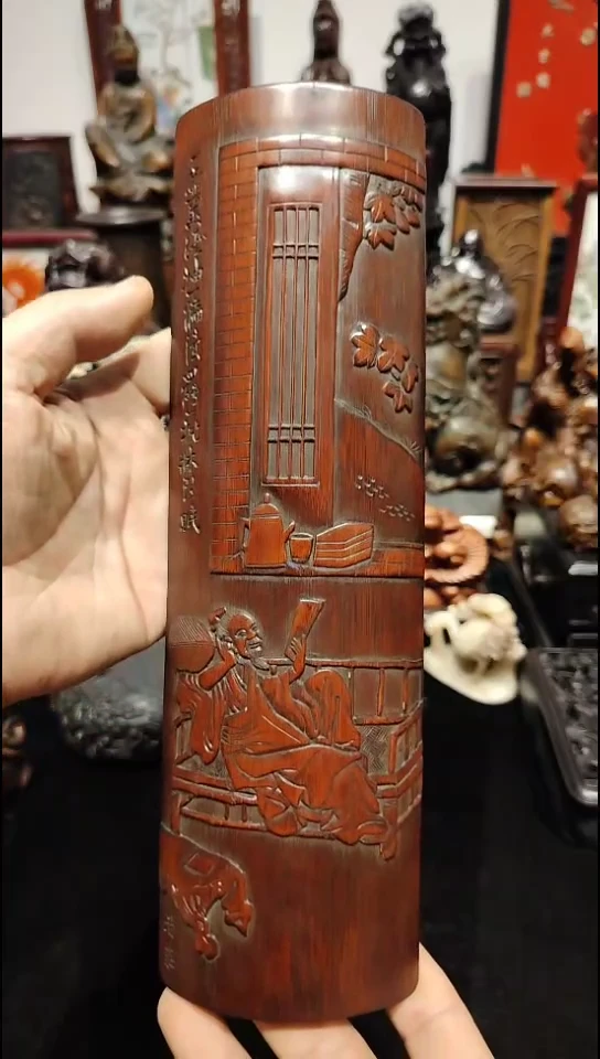 竹善*竹雕人物精品文房笔阁