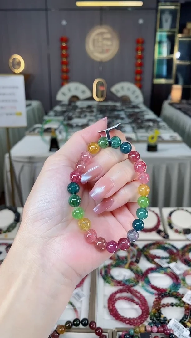 未镶嵌老矿碧玺彩虹单圈手串8mm+碧玺hon多样性发货一条