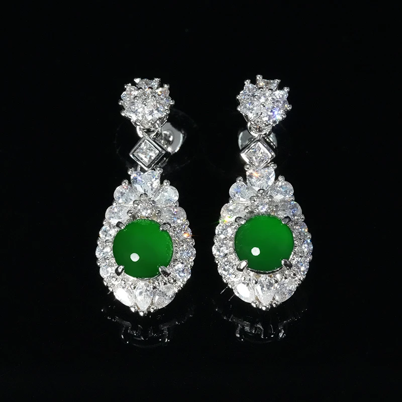 【小胖翡翠】天然翡翠蛋面耳钉A货轻奢气质百搭女款耳饰-多样性发1