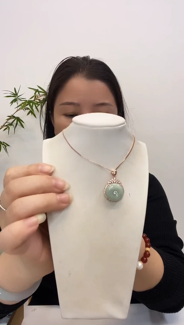 【闪购商品】翡翠颈饰银S925镶嵌小平安扣赠合金链