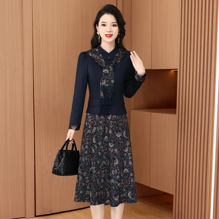 新中式国风套装连衣裙女春装2025新款轻奢高级感爆款十三行两件套