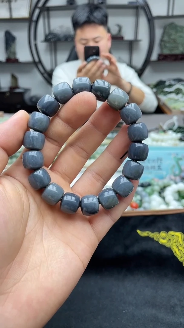 未镶嵌手串和田玉青花13直切