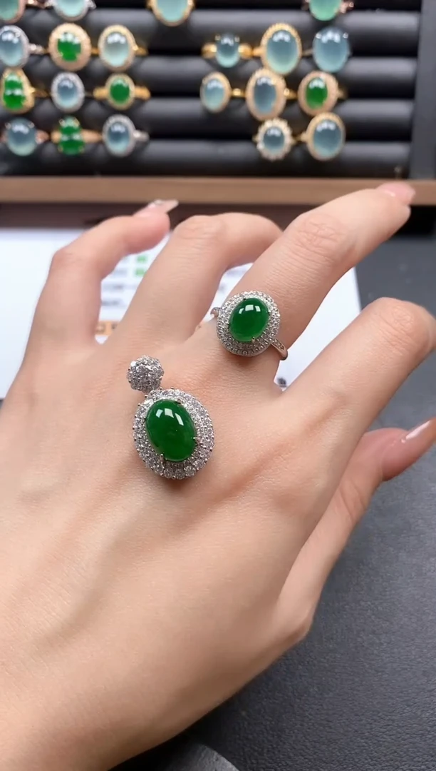 银S925镶嵌戒指翡翠51511