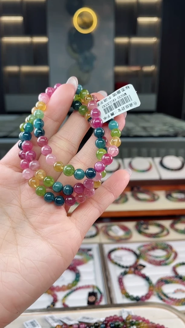 未镶嵌老矿碧玺三圈手串6mm+碧玺（多样性发一条）T