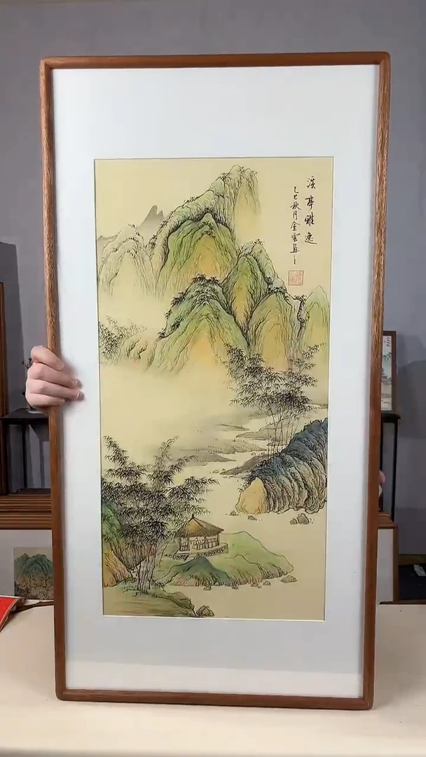 国画手绘*溪亭雅逸47*92cm带框发货
