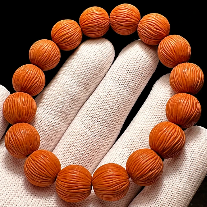 拉丝原皮猴头手串高端货男款男士文玩核桃正圆光珠雕刻橄榄核雕