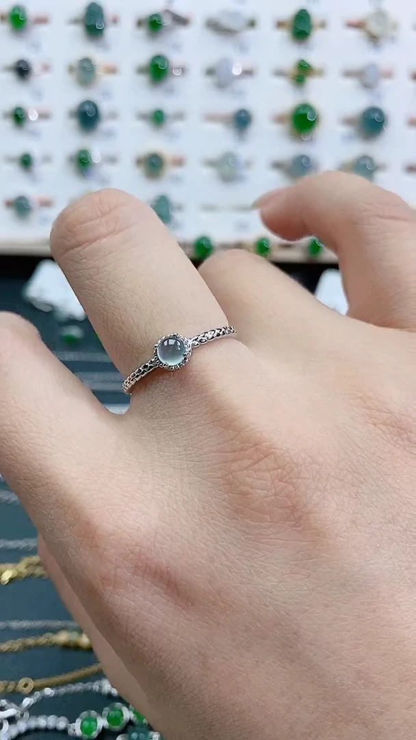 银S925镶嵌戒指翡翠天然翡翠