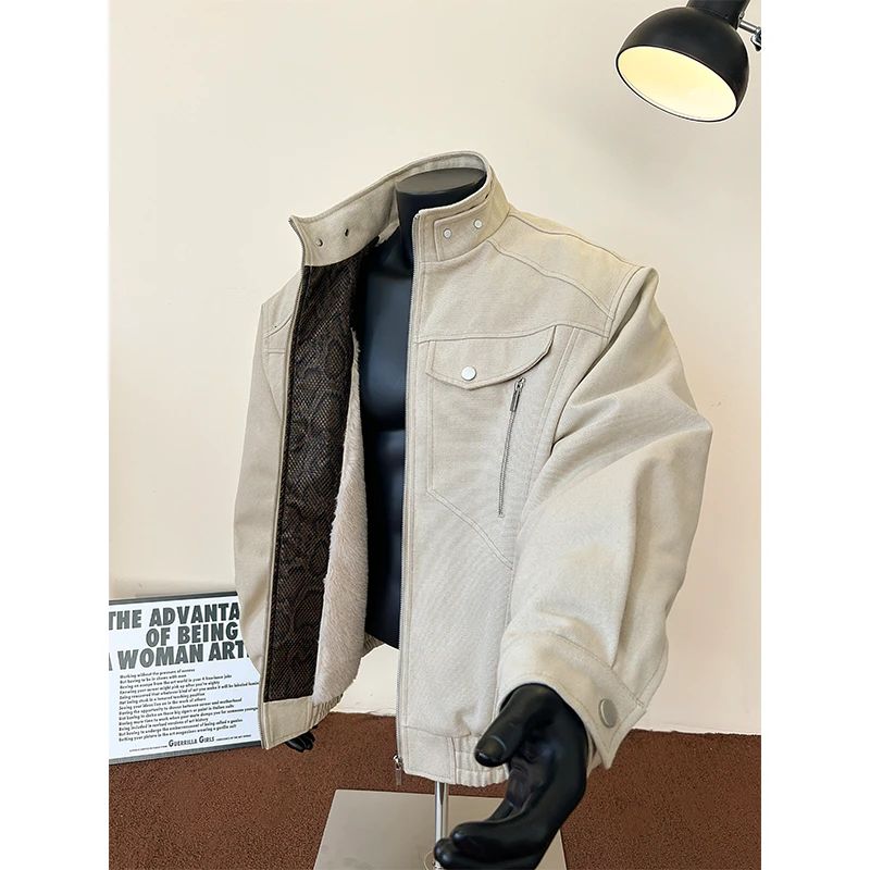 蟒纹多拉链飞行员工装外套男春秋美式boxy潮牌高级感廓形立领夹克