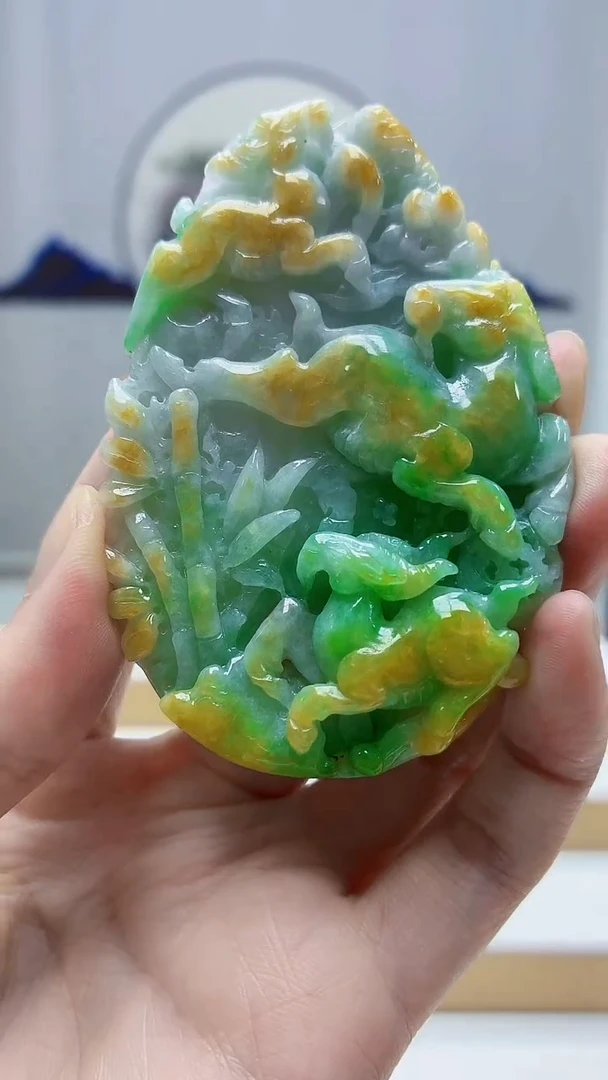 未镶嵌定制翡翠4688zm-毛货挂件羊牌47