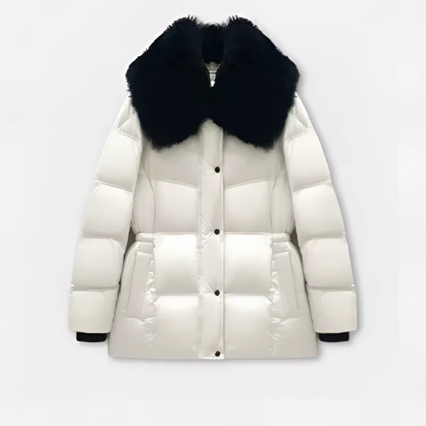 羊羔毛90白鹅绒冬季新款收腰加厚时尚轻奢羽绒服