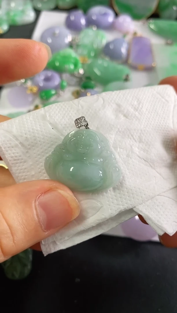 翡翠18K金镶嵌吊坠(不含链)瑾***咪佛公