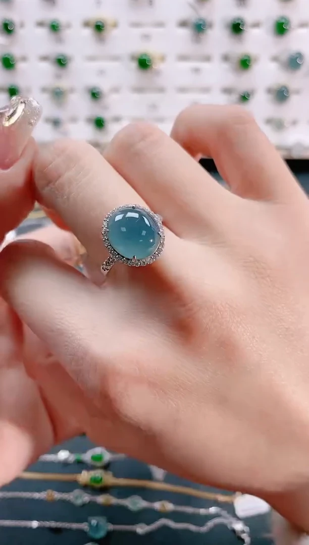 【闪购商品】翡翠戒指银S925镶嵌天然翡翠