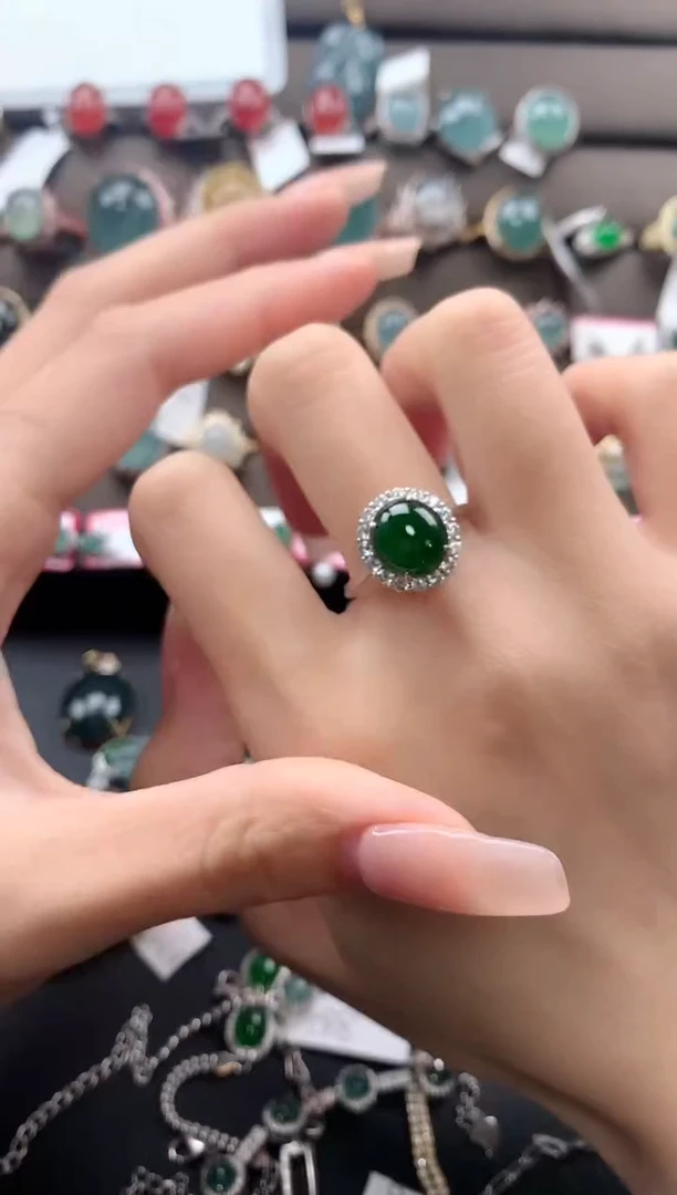 【闪购商品】翡翠戒指银S925镶嵌6546554