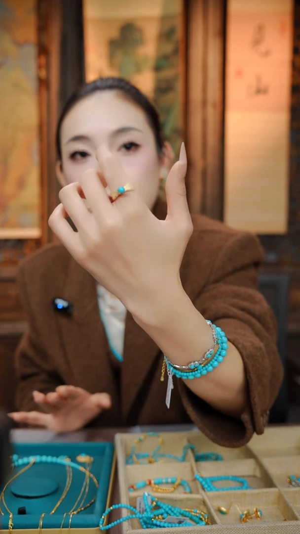 合金绿松石戒指睡美人绿松戒指