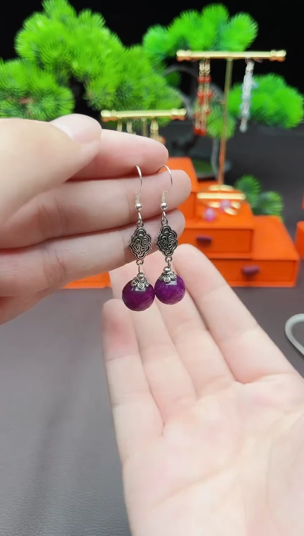 玛瑙/玉髓耳饰银S925镶嵌202