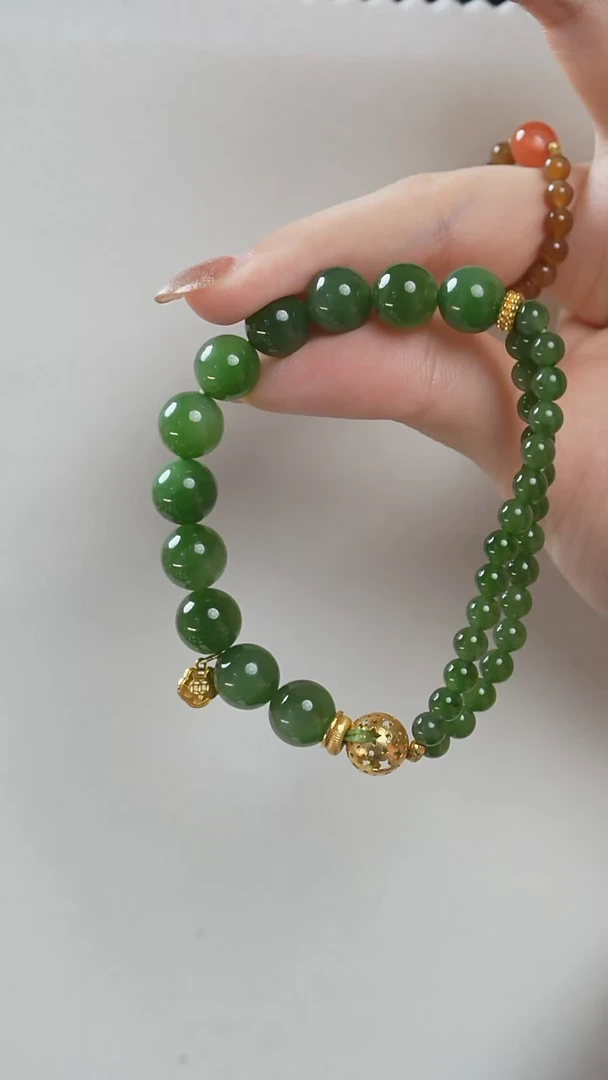 【闪购商品】和田玉手串未镶嵌C10B06和田玉碧玉10MM设计手串