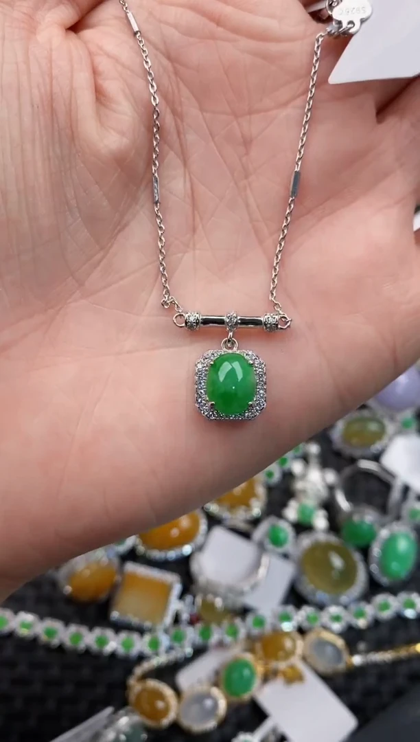 银S925镶嵌戒指翡翠222                1