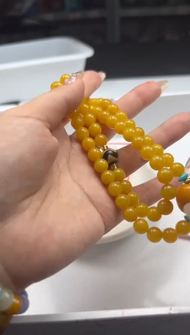 未镶嵌颈饰蜜蜡w2613鸡油黄蜜蜡8mm*成品*1条