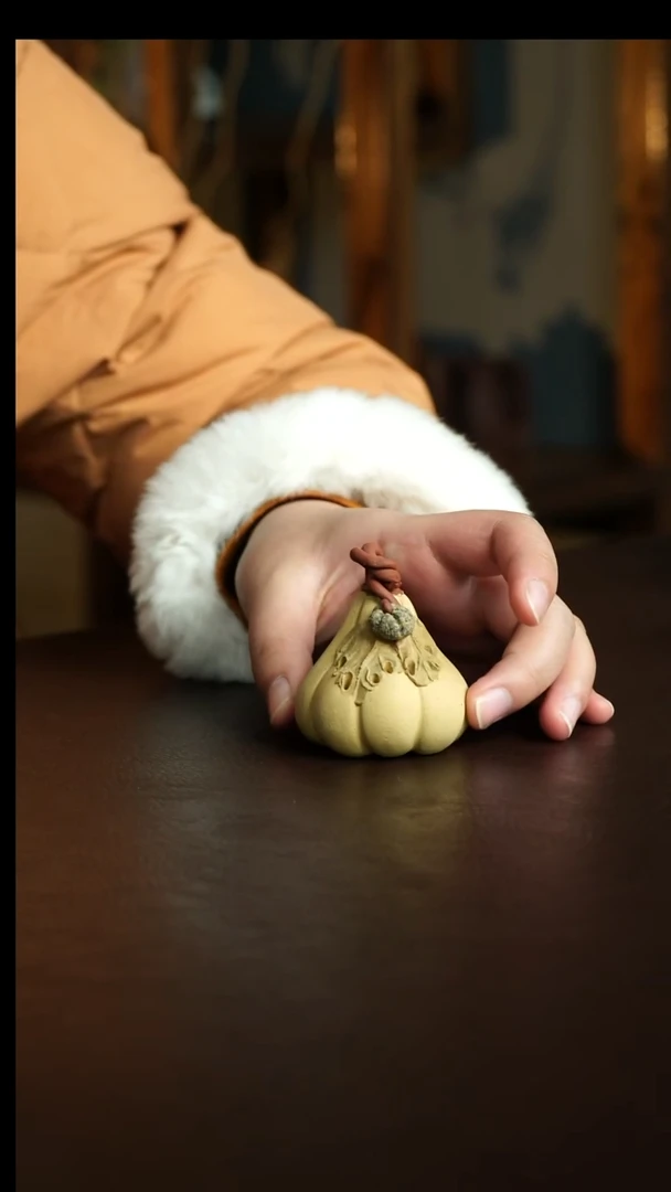 茶杯紫砂4号 南瓜香插盖置 宜兴紫砂原矿作品