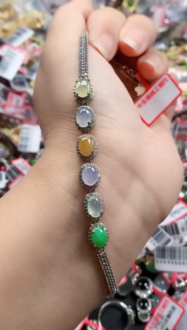 银S925镶嵌戒指翡翠天然A货缅甸翡翠