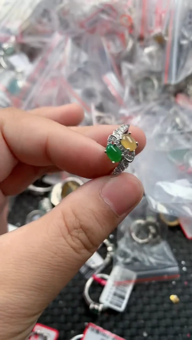 银S925镶嵌戒指翡翠555    9