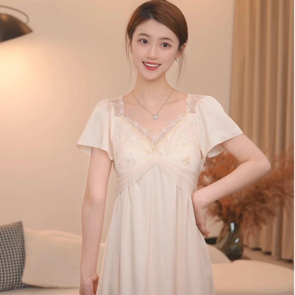 板栗小姐【花晓】2025年新款女夏季甜美风高级家居服可外穿睡裙