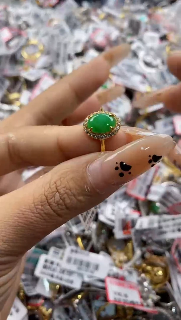 翡翠戒指银S925镶嵌666     4