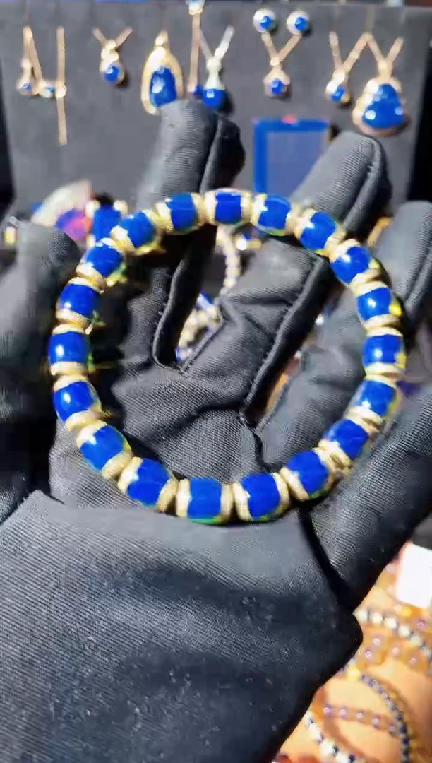 银S925镀金镶嵌琥珀珠宝奇石8mm多米尼加桶珠文玩串