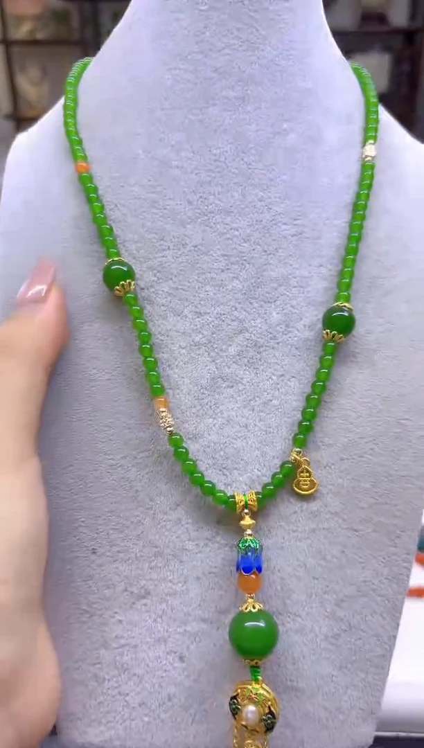 和田玉（碧玉）未镶嵌颈饰DIY款X403