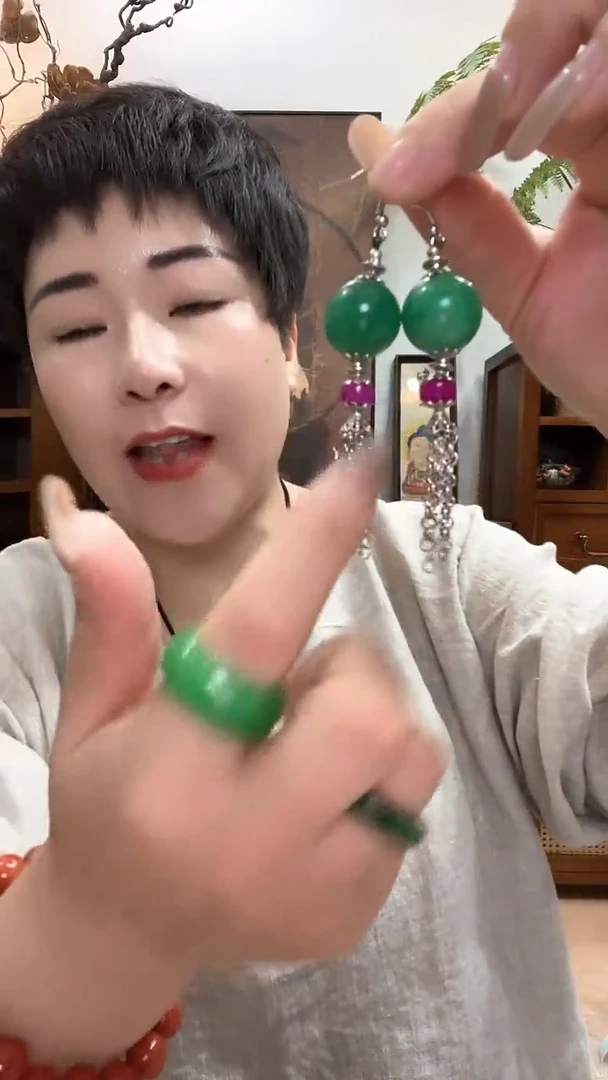 合金翡翠耳饰145