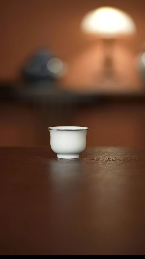 瓷舜瓷甜白釉包银炉式杯