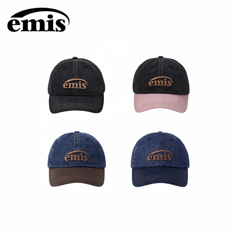 emis帽子水洗牛仔拼色棒球帽鸭舌帽时尚复古【斑鸠奢品】